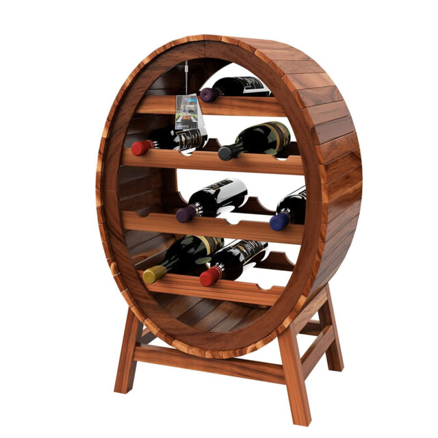 Manter Tabletop Wine Bottle & Glass Rack Brown