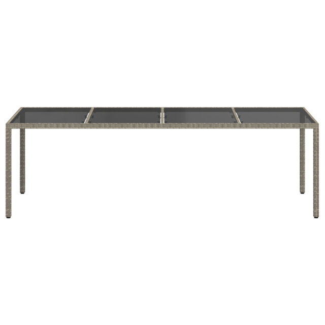Farlin Garden Table Grey 250x100x75 Cm Tempered Glass And Poly Rattan