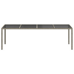 Farlin Garden Table Grey 250x100x75 Cm Tempered Glass And Poly Rattan