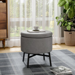 48cm Wide Velvet Round No Pattern Standard Ottoman
