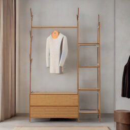 6 - Hook Wooden Bamboo Coat Rack With Storage Entryway Hallway Furniture
