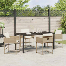 Vidaxl Garden Dining Set 5 Pcs Black Poly Rattan