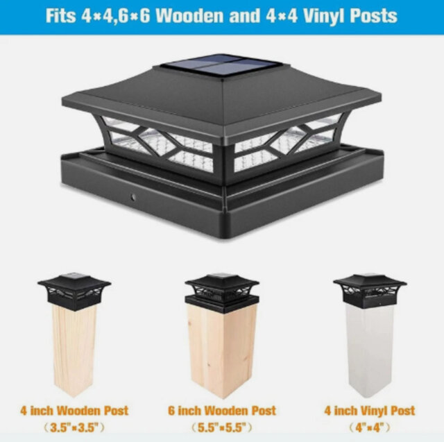 Solar Powered Led Post Cap Lights With 2 Adjustable Light Modes, Fits 4X4 Inch Fence & Deck Posts