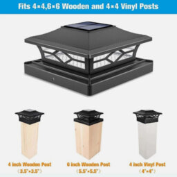 Solar Powered Led Post Cap Lights With 2 Adjustable Light Modes, Fits 4X4 Inch Fence & Deck Posts