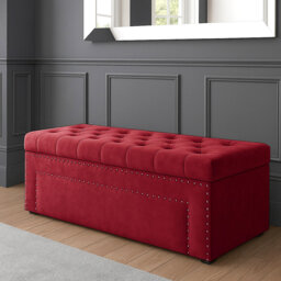 Duke Ottoman Storage Box - Chesterfield Upholstered Blanket Box - Plush Velvet Ottoman Bench with Storage