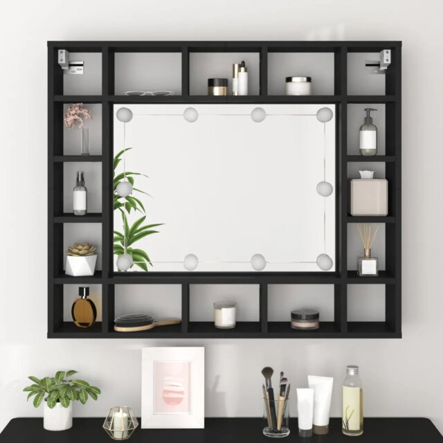 Ivenita Wood Flat Wall Mirror with Shelves
