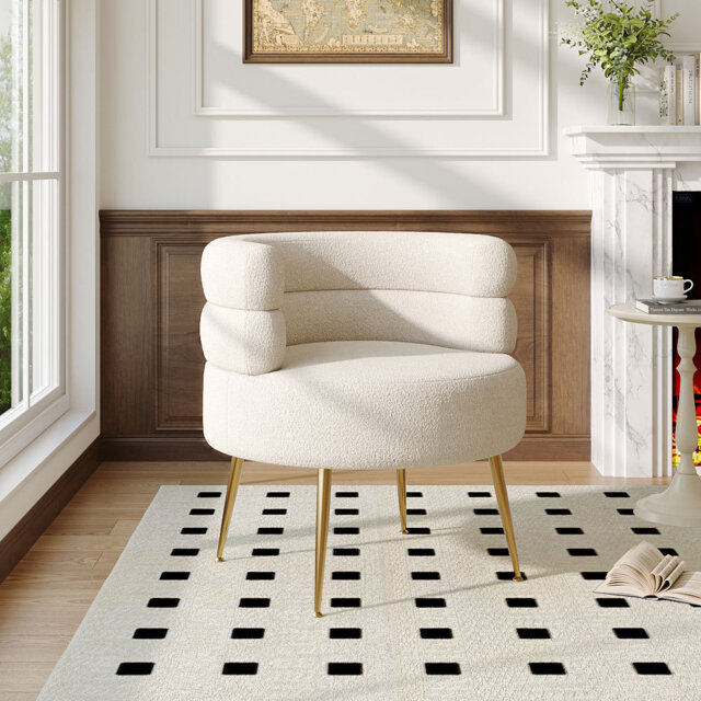 Upholstered Curved Upholstered Single Sofa Accent Chair