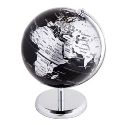 Exerz 14Cm World Globe - Mini Globe Educational/ Geographic/ Modern Desktop Decoration - Stainless Steel Arc And Base - For School, Home, And Office (