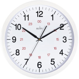 "Acctim Metro 14"" Wall Clock Quartz 12 / 24 Hour Dial Easy Read Numbers White 35cm"