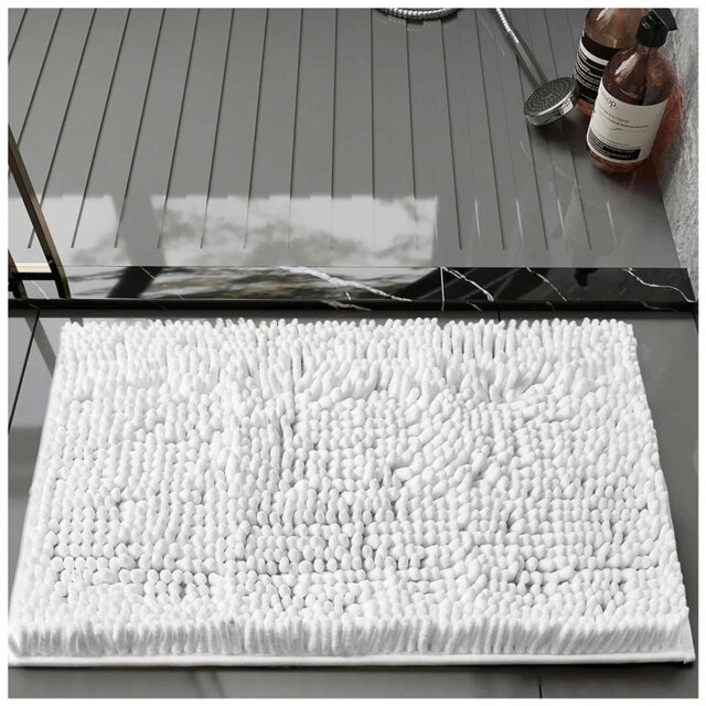 Chenille Bathroom Rug 50x80cm Plush Microfiber Bath Mat Absorbent Quick Dry Non Slip Rubber Back Machine Washable