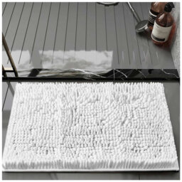 Chenille Bathroom Rug 50x80cm Plush Microfiber Bath Mat Absorbent Quick Dry Non Slip Rubber Back Machine Washable
