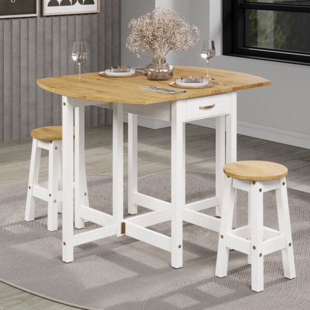 Stanley 2 Person Drop Leaf Pine Wood Dining Set