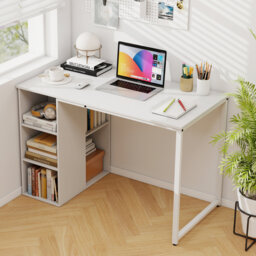 115 X 59 Cm Computer Desk Modern Home Office Desk With Storage Shelves-Natural