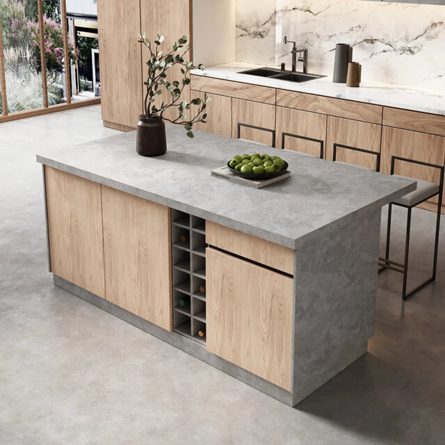 Modern Freestanding Kitchen Islands with Light,Kitchen Island with Storage and Seating Area