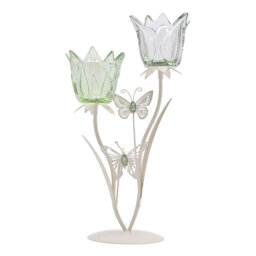 37Cm Glass Metal Tabletop Votive Holder