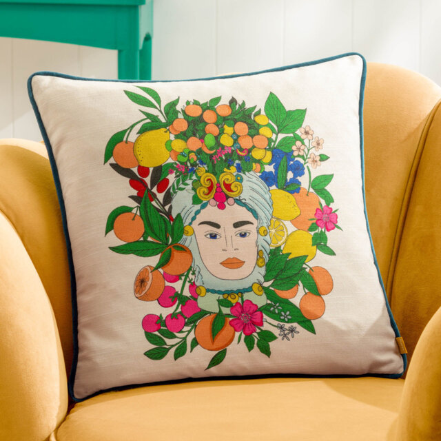 Taormina Cushion Cover Floral Square Throw Pillow Cover