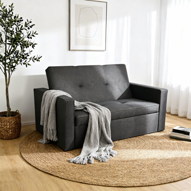 Bevers 2 Seater Linen Blend Sofa Bed