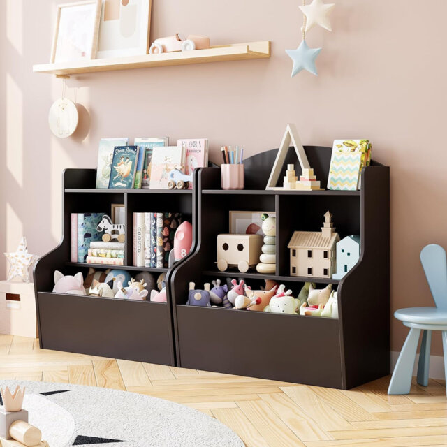 3 Tier Toy Storage Cabinet and Bookcase, Multi-Shelf Organizer with Cubby for Toys, Books, and More, Perfect for Playroom, Bedroom, Hallway, and Kinde
