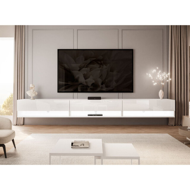 Chaynce Calante Wall Mount TV Cabinet with LED Lighting