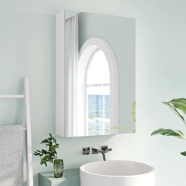 W H Wall Mounted Required Frameless Medicine Cabinet Mirror Adjustable