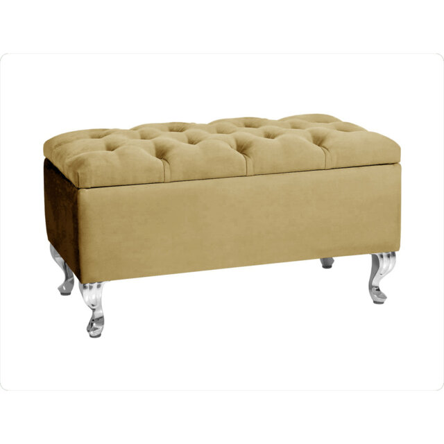 Londona Wide Velvet Tufted Rectangle Solid Color Standard Ottoman Bench with Storage, Upholstery Footstool End of Bed Bench