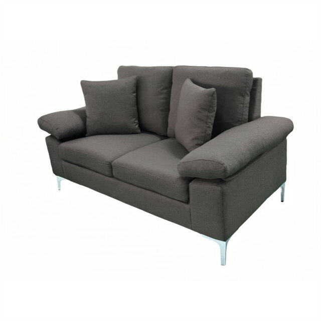 Modern Sofa 2 and 1 Seaters Set Fabric with Chrome Feet - Comfortable Couch with Cushion for Living Room, Bedroom or Office