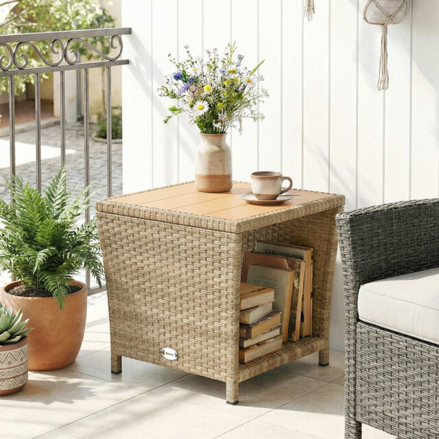 Square Metal Outdoor Side Table , 45cm cm W 45cm cm D