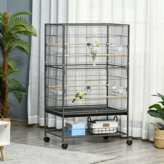 Hollingsworth 132cm Steel Flat Top Floor Bird Cage with Wheels