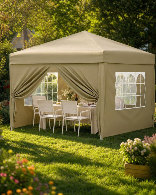 3x3m Folding Gazebo – Waterproof Pop-Up Tent with 4 Side Walls, UV Protection & Adjustable Height for Garden & Outdoor Use