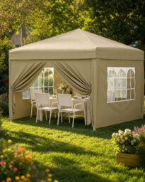3x3m Folding Gazebo – Waterproof Pop-Up Tent with 4 Side Walls, UV Protection & Adjustable Height for Garden & Outdoor Use