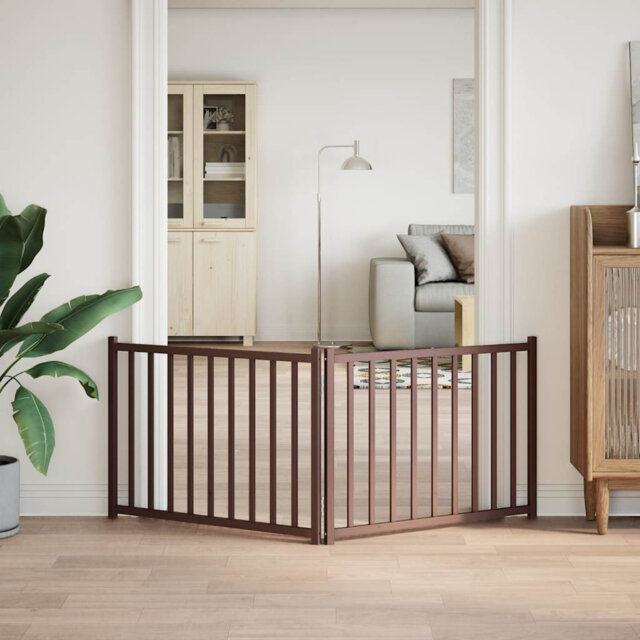 Archie & Oscar Dog Gate Foldable 2 Panels Black 160 Cm Solid Wood Fir