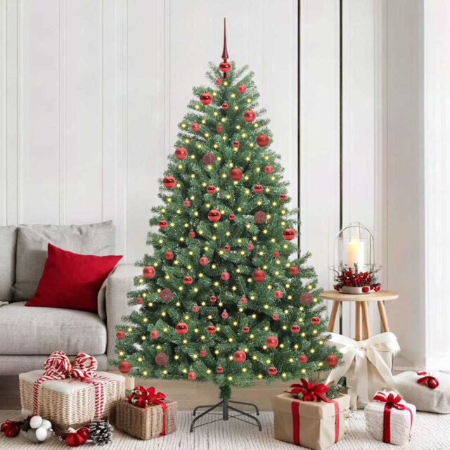 Artificial Hinged Christmas Tree Green PVC and Metal