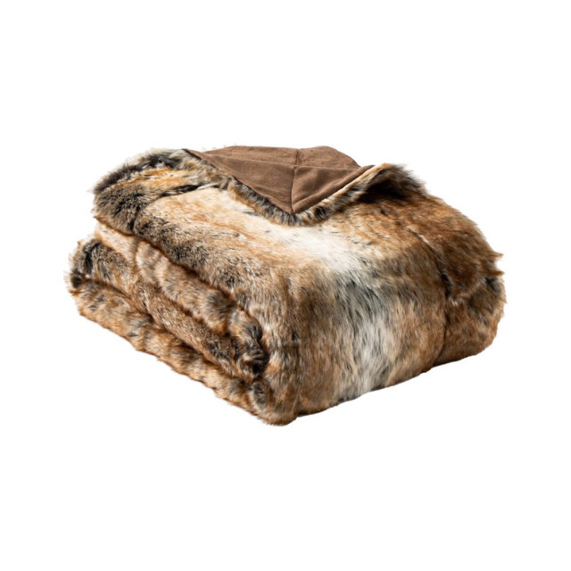Faux Fur Throw Blanket Brown 125x150cm Luxury Fuzzy Warm Cozy Fluffy Fur Blanket