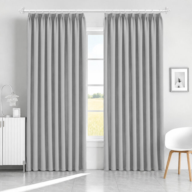 Blackout Pencil Pleat Curtains - Thermal Insulated, Light Blocking Window Drapes