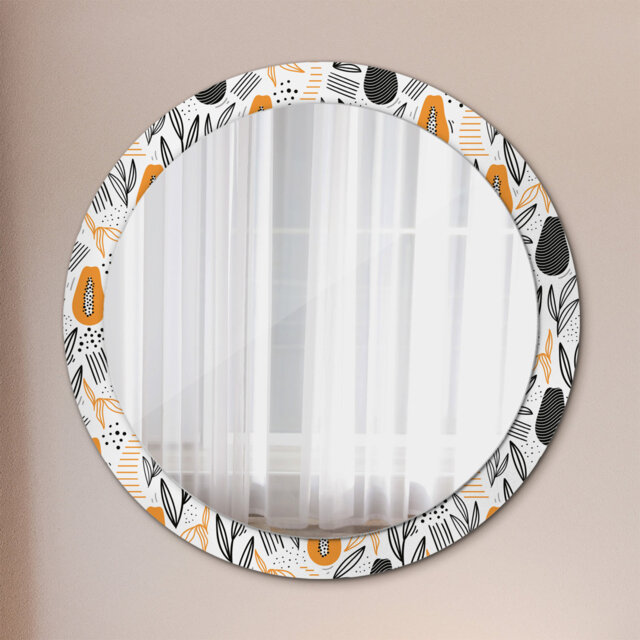 Huldar Round Glass Framed Wall Mounted Accent Mirror in White/Black/Yellow