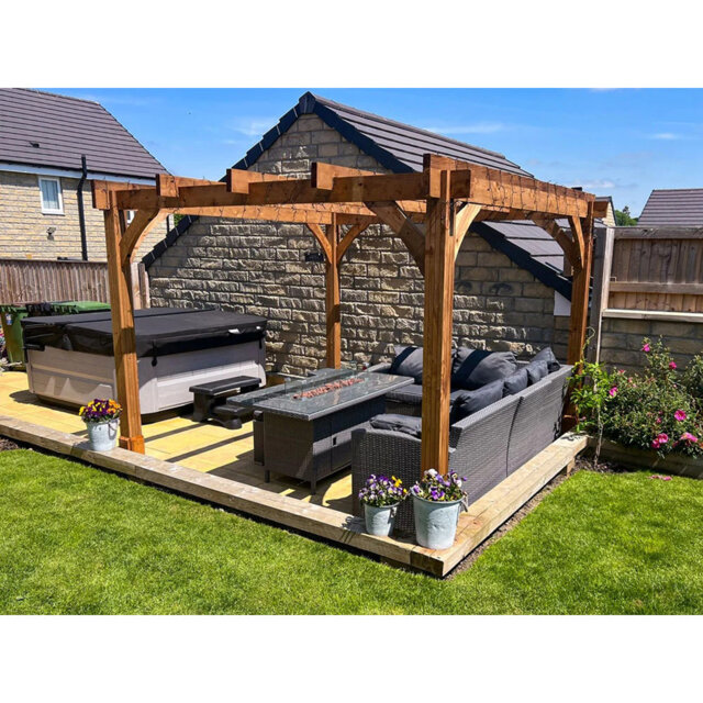 Dunster House Wooden Pergola Garden Plant Frame Furniture Kit Leviathan 3m x 3m