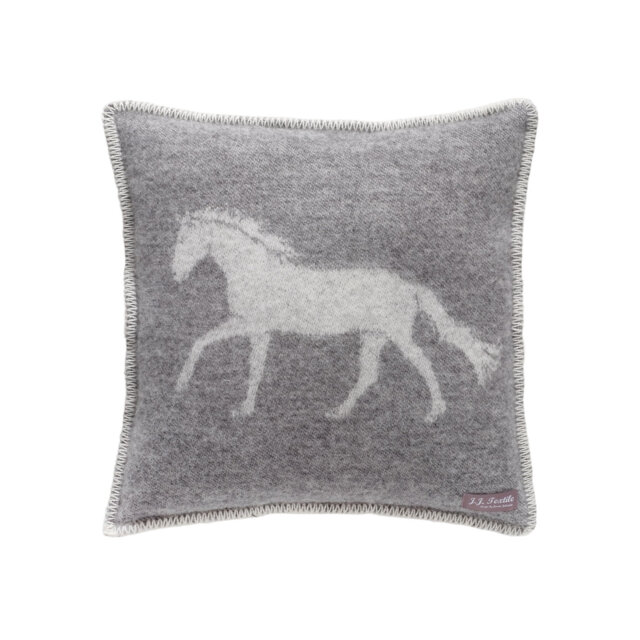 Grey Horse Wool Cushion Cover