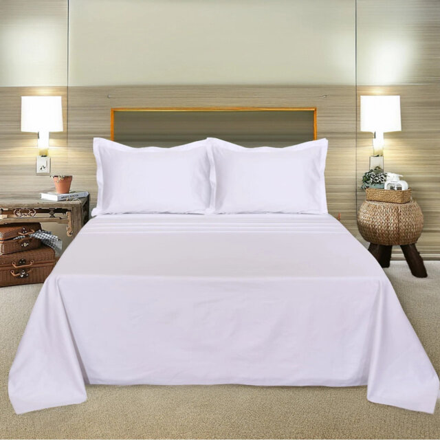 Soft White 6x Flat Sheets Poly Cotton Hotel Quality Bedding Single, Double, King & Superking Sizes Fade & Shrink Resistant Easy Care & Durable Sheets