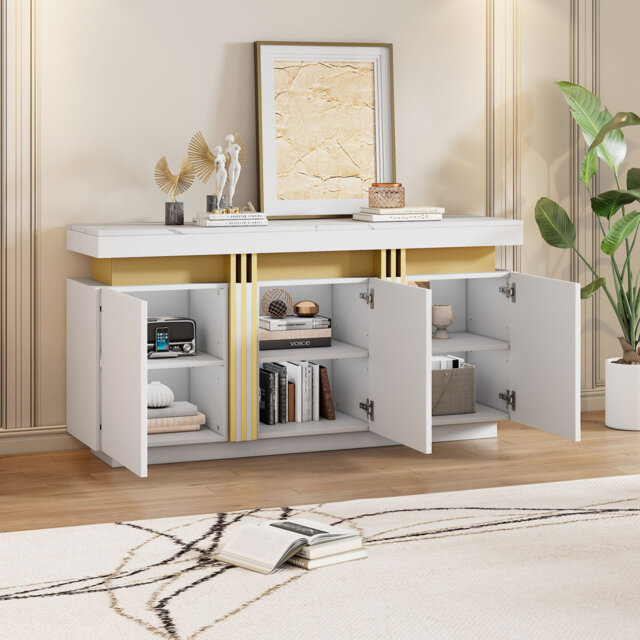 Sideboard with 3 doors and adjustable shelves black