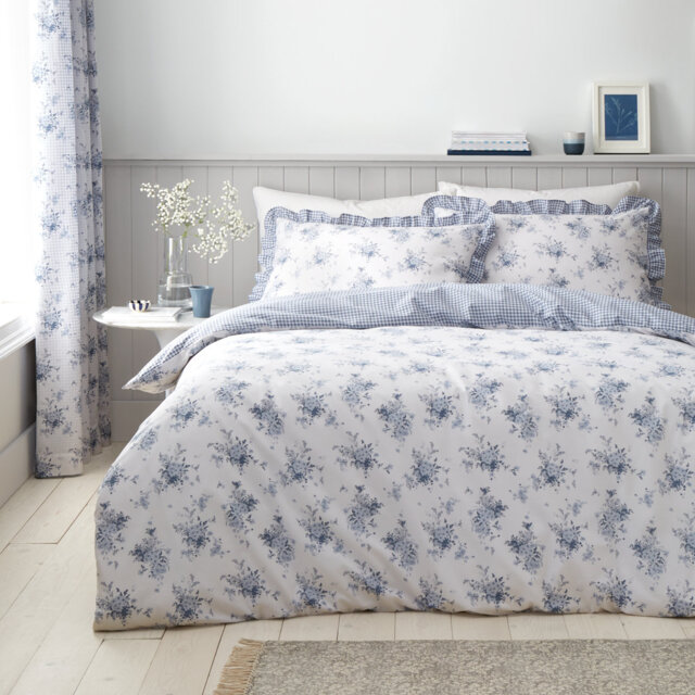 Lucie Floral Frill Reversible Duvet Cover Set