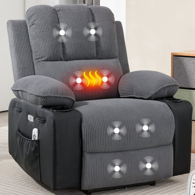 Upholstered Recliner Heated Massage Chair