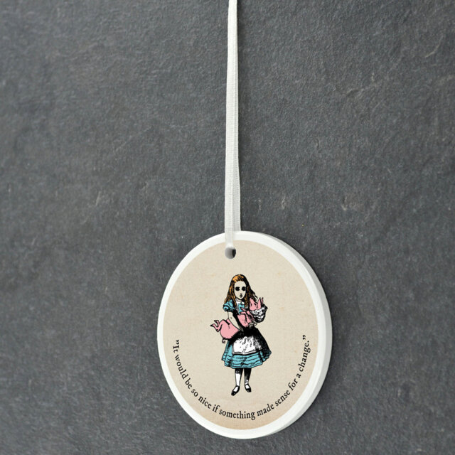 Made Sense Alice in Wonderland Circle Shaped Ceramic Ornament Bauble