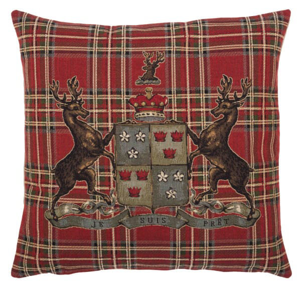 Highland Heritage Red Tapestry Cushion with Feather Filler