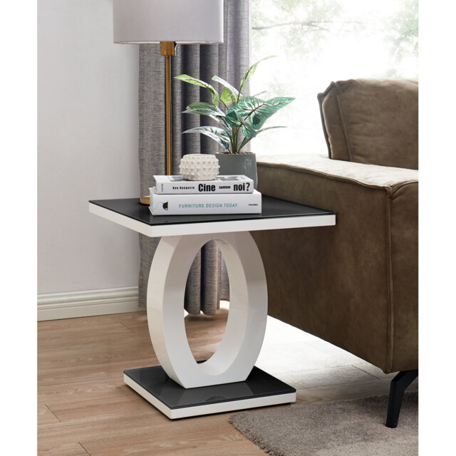 Scottsmoor Modern Grey High Gloss Halo Side Sofa Table - Modern Design