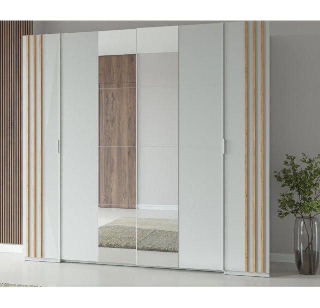 FLORENCE III 20 4D WARDROBE WITH MIRRORS AND SLATS U11400-ALPINE WHITE U11400-ALPINE WHITE III 20-FSC B