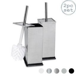 Harbour Housewares - 2x Square Toilet Brushes with Holder - Toilet Cleaning Brush Set with Non Slip Base