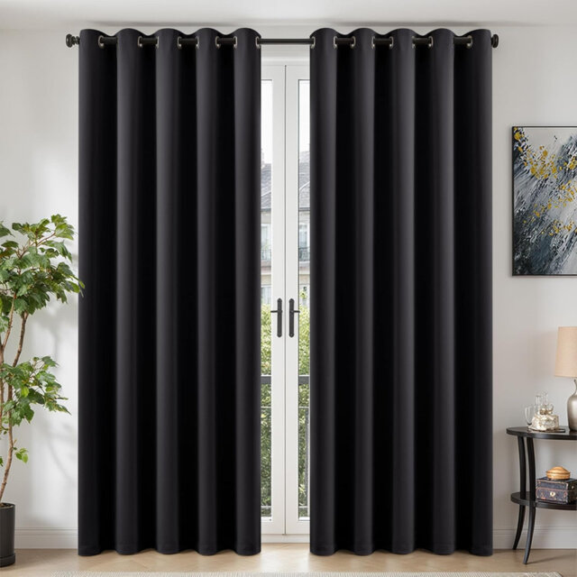 66×90in 2-Panel Eyelet Thermal Blackout Curtains, 90 Inch Drop
