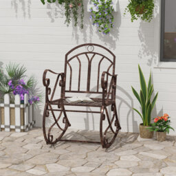 Outsunny Metal Single Chair 1 Seater Garden Outdoor Rocking Chair Bronze