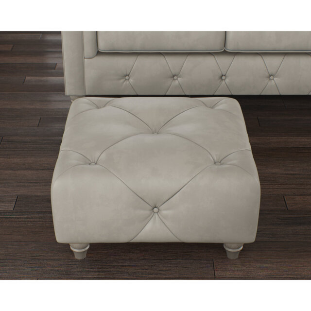 Melrose 65Cm Wide Genuine Leather Tufted Square Ottoman