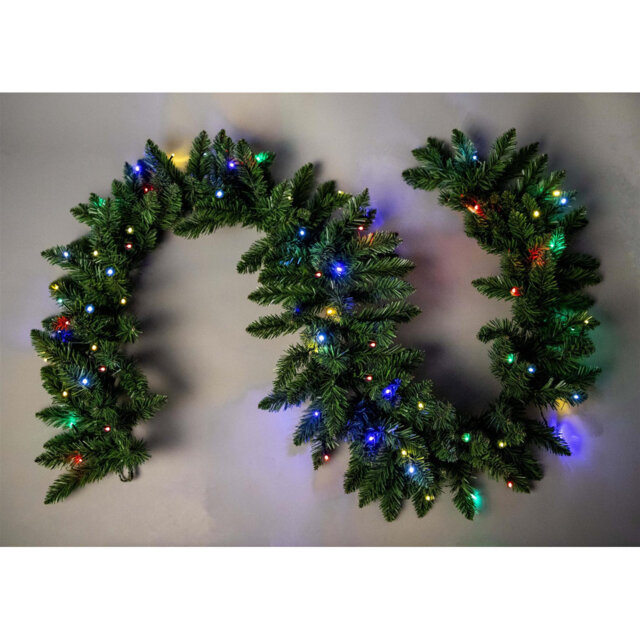 2m Pre-Lit Imperial Pine Christmas Garland with 50 Multicolour LEDs